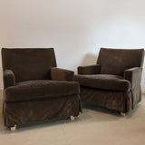 Pair of Lee Industries Brown Velvet Accent Chairs