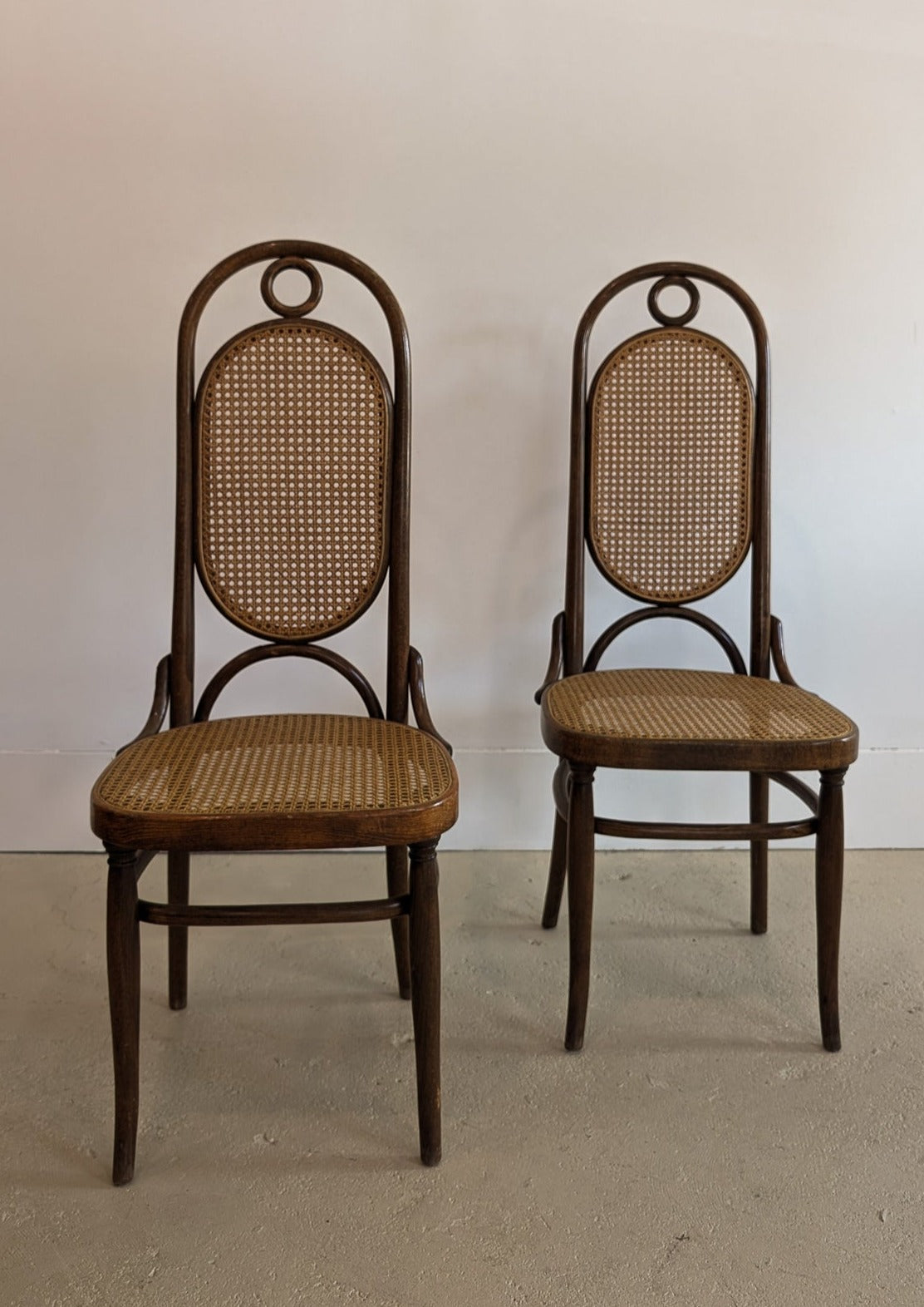 Pair of Vintage Thonet Bentwood and Cane Accent Chairs