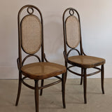 Pair of Vintage Thonet Bentwood and Cane Accent Chairs