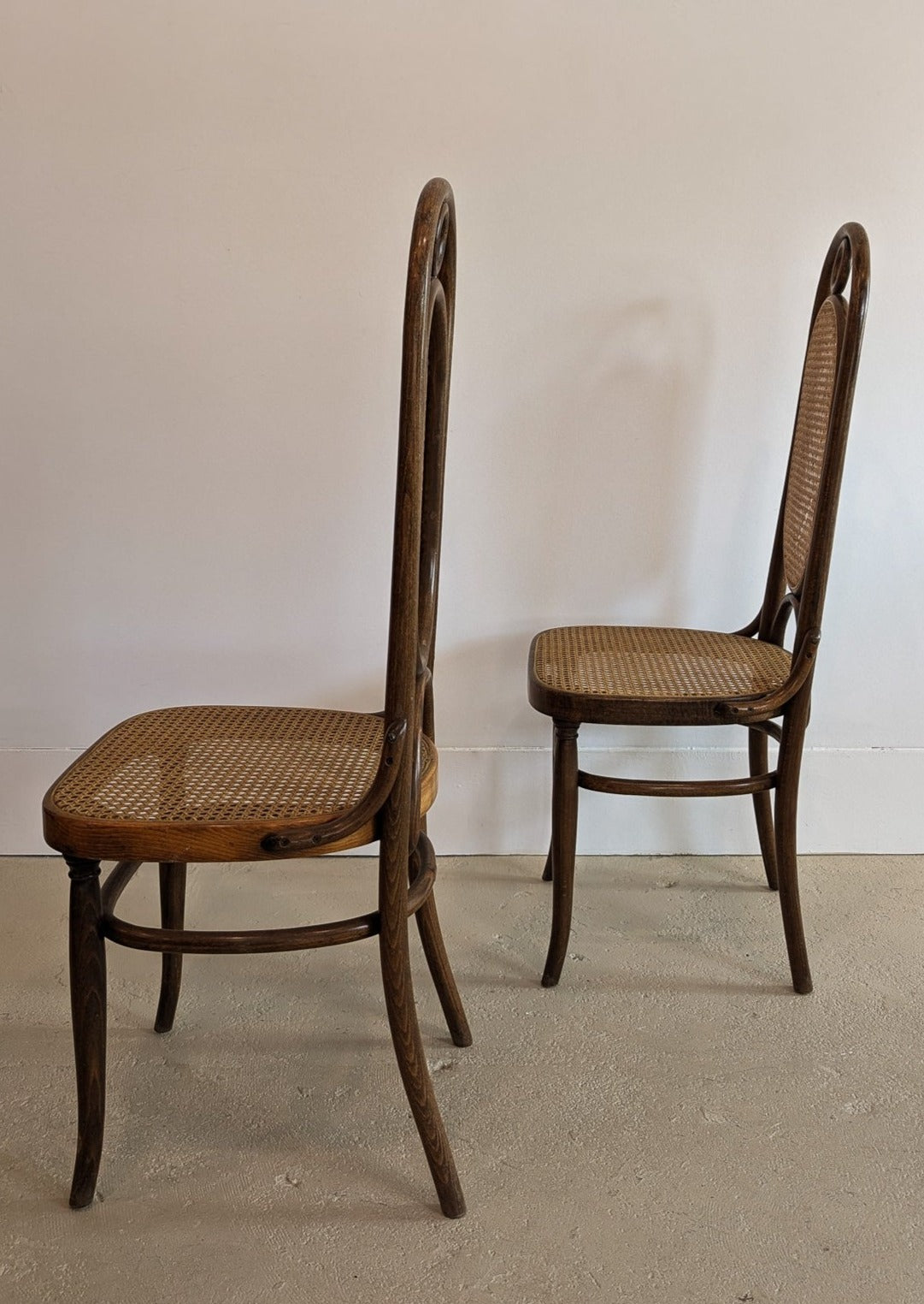 Pair of Vintage Thonet Bentwood and Cane Accent Chairs