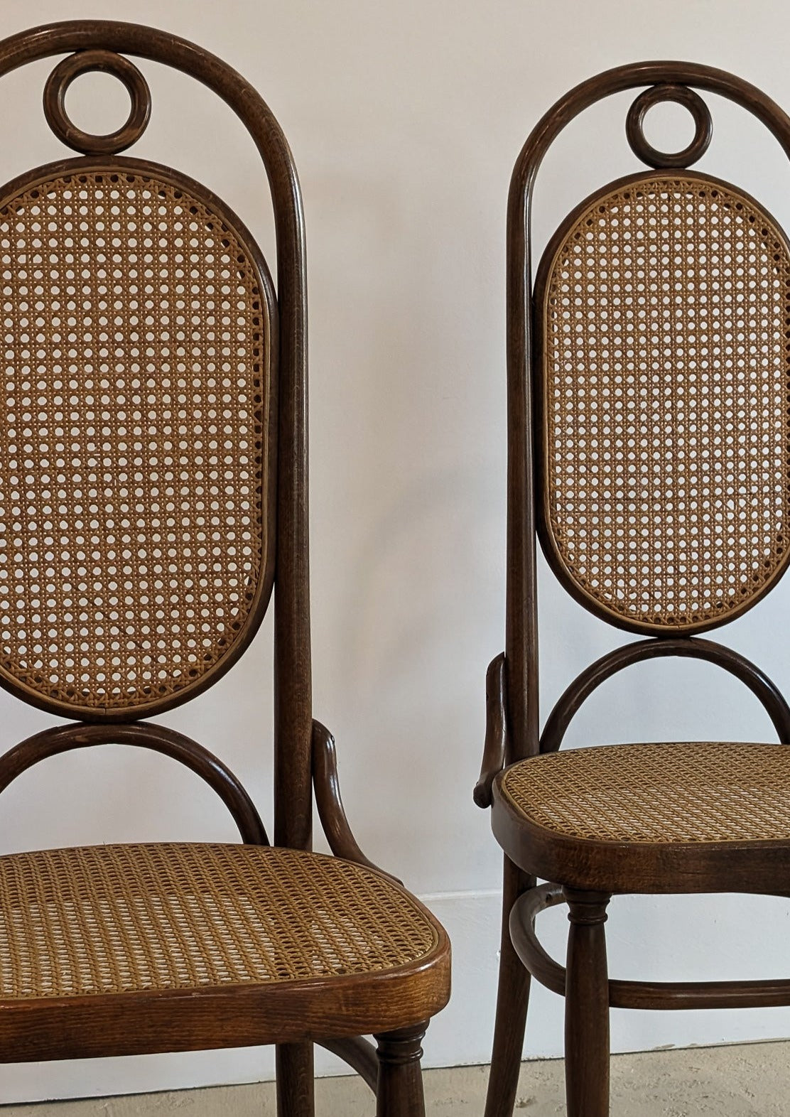 Pair of Vintage Thonet Bentwood and Cane Accent Chairs