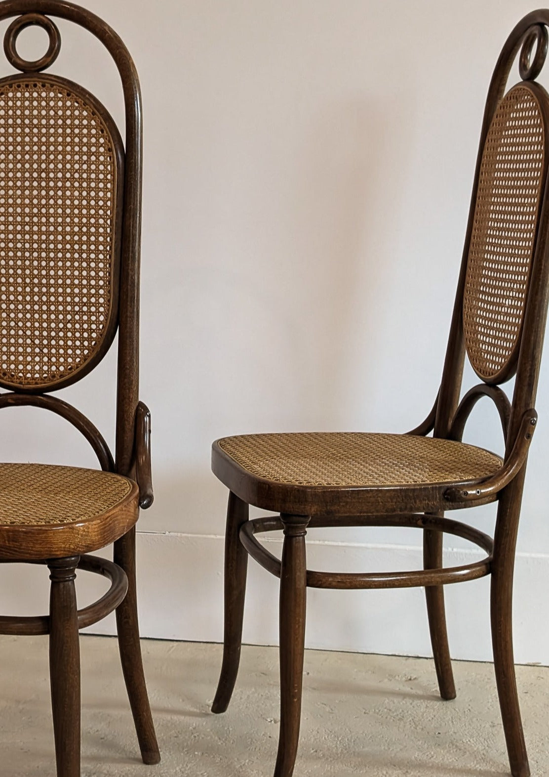 Pair of Vintage Thonet Bentwood and Cane Accent Chairs