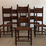 Set of 6 Vintage Haitian Tall Wooden Ladderback Chairs