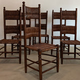 Set of 6 Vintage Haitian Tall Wooden Ladderback Chairs