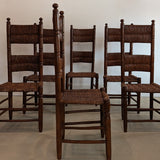 Set of 6 Vintage Haitian Tall Wooden Ladderback Chairs