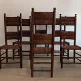 Set of 6 Vintage Haitian Tall Wooden Ladderback Chairs