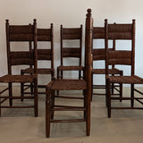 Set of 6 Vintage Haitian Tall Wooden Ladderback Chairs