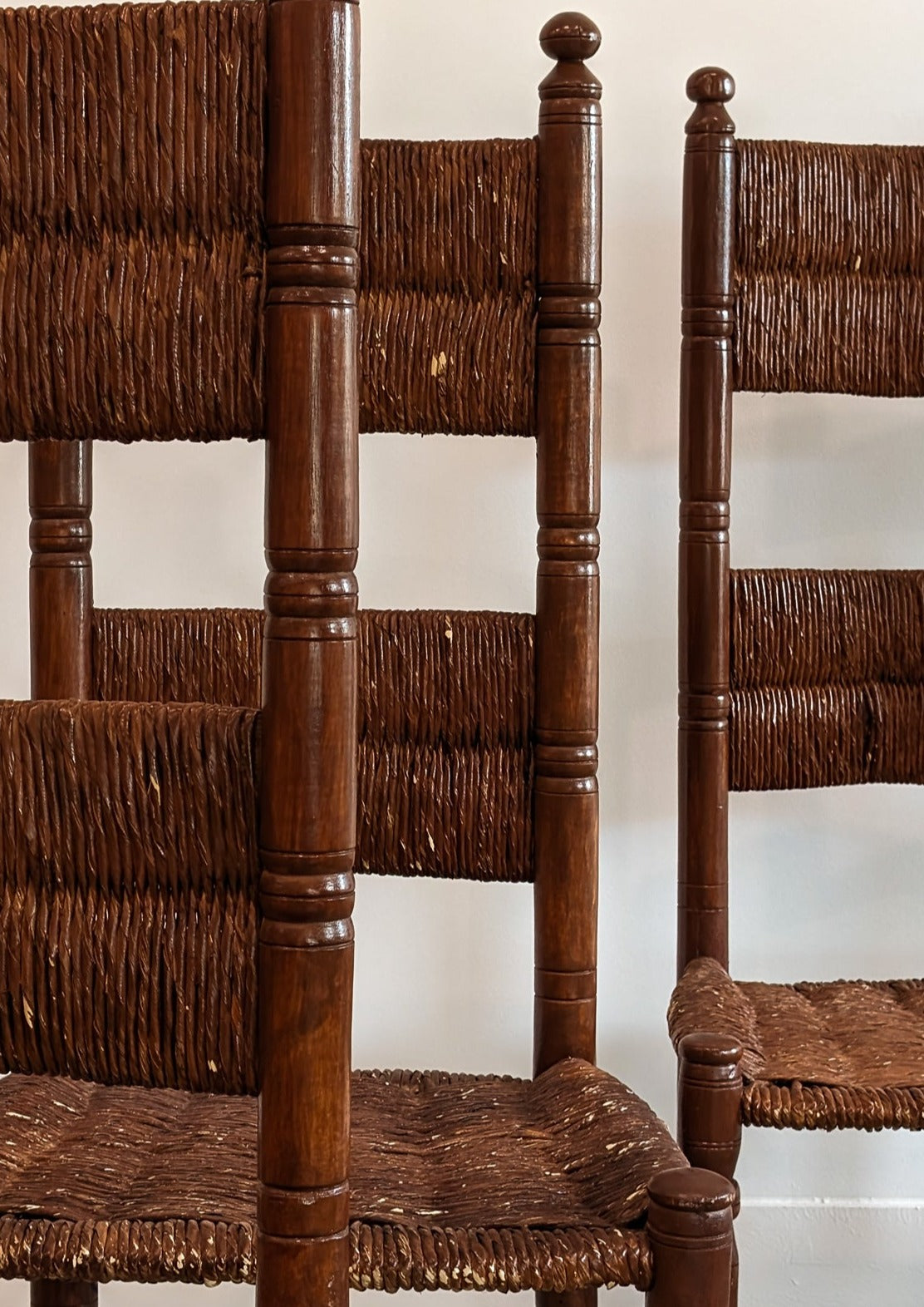 Set of 6 Vintage Haitian Tall Wooden Ladderback Chairs