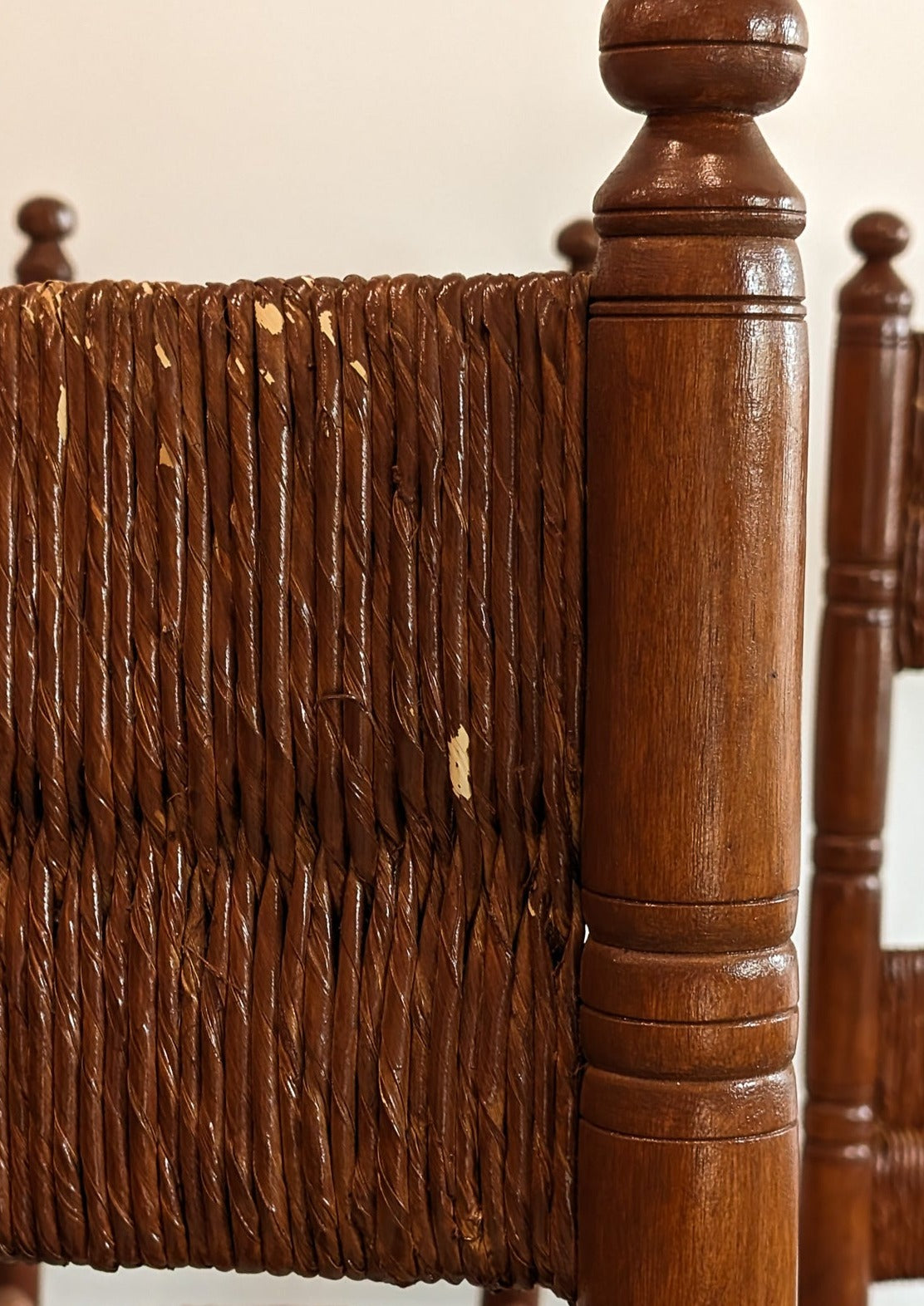 Set of 6 Vintage Haitian Tall Wooden Ladderback Chairs