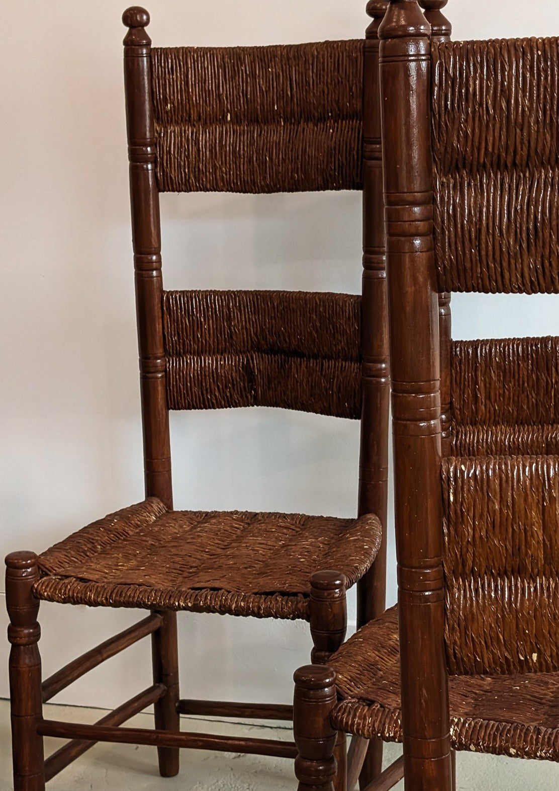 Set of 6 Vintage Haitian Tall Wooden Ladderback Chairs