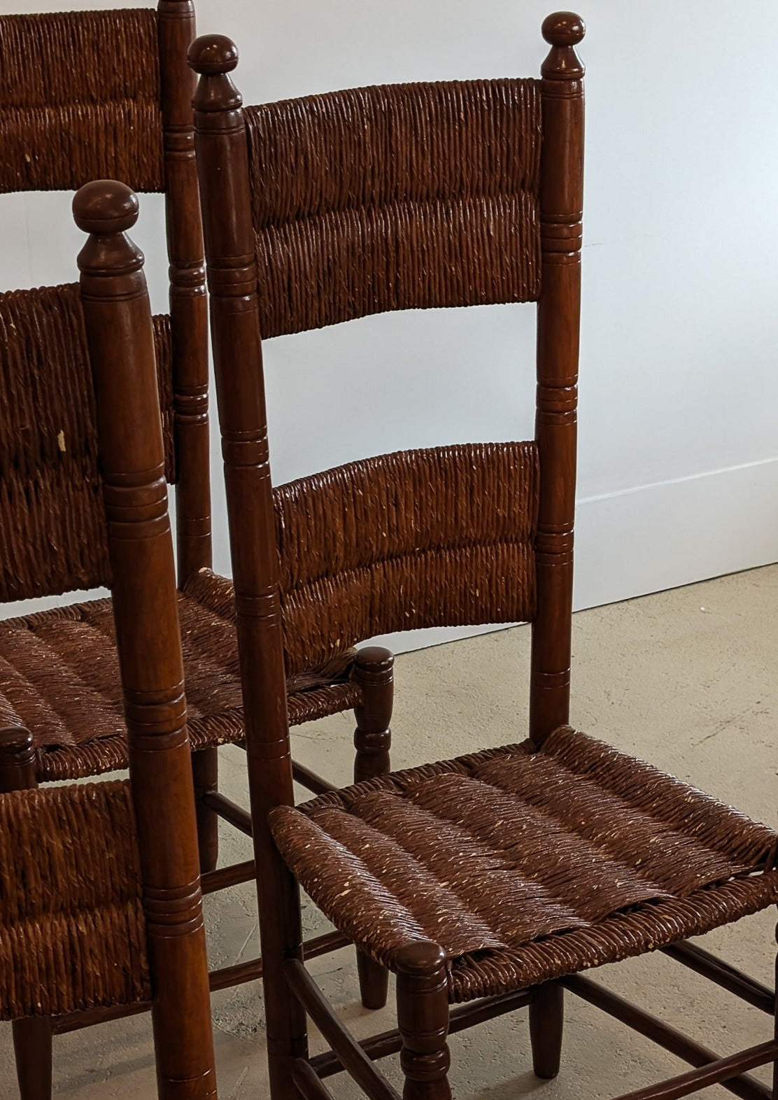 Set of 6 Vintage Haitian Tall Wooden Ladderback Chairs