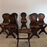 Antique Sculptural Hand-Carved Dark Wooden Brutalist Chairs