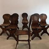 Antique Sculptural Hand-Carved Dark Wooden Brutalist Chairs