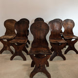 Antique Sculptural Hand-Carved Dark Wooden Brutalist Chairs