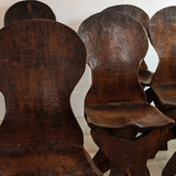 Antique Sculptural Hand-Carved Dark Wooden Brutalist Chairs