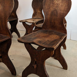 Antique Sculptural Hand-Carved Dark Wooden Brutalist Chairs