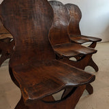 Antique Sculptural Hand-Carved Dark Wooden Brutalist Chairs