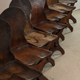 Antique Sculptural Hand-Carved Dark Wooden Brutalist Chairs