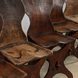 Antique Sculptural Hand-Carved Dark Wooden Brutalist Chairs