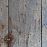 Early 1800s Primitive Blue Cabinet with Brass Stitch Detailing and Square Head Nails