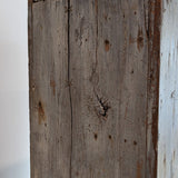 Early 1800s Primitive Blue Cabinet with Brass Stitch Detailing and Square Head Nails