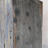 Early 1800s Primitive Blue Cabinet with Brass Stitch Detailing and Square Head Nails