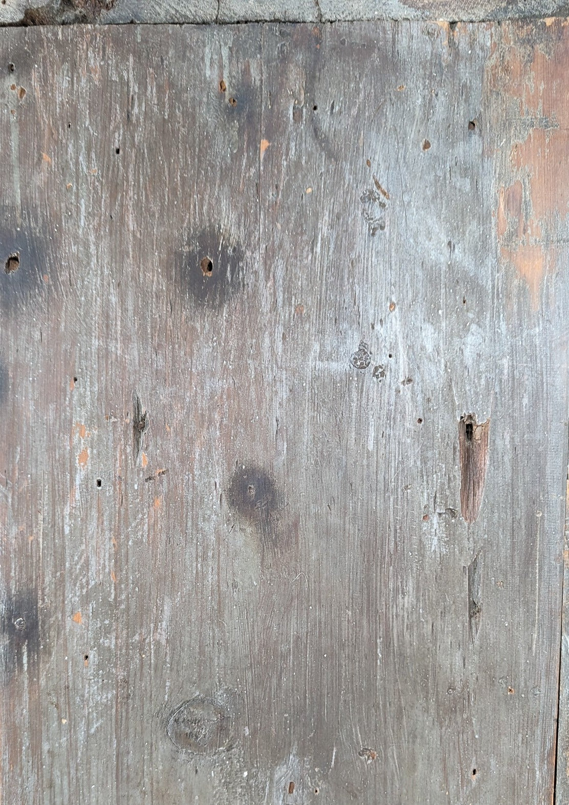 Early 1800s Primitive Blue Cabinet with Brass Stitch Detailing and Square Head Nails