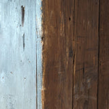 Early 1800s Primitive Blue Cabinet with Brass Stitch Detailing and Square Head Nails