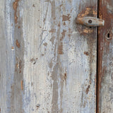 Early 1800s Primitive Blue Cabinet with Brass Stitch Detailing and Square Head Nails