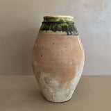 Vintage European-Style Clay Vessel With Green Glazed Mouth #1