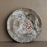 Handmade Signed Abstract Neutral Textured Wall Plate #1