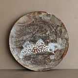 Handmade Signed Abstract Neutral Textured Wall Plate #2