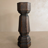 Vintage Large Chunky Dark Wooden Brutalist-Style Candlestick