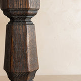 Vintage Large Chunky Dark Wooden Brutalist-Style Candlestick