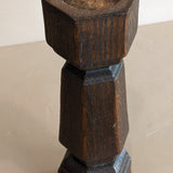 Vintage Large Chunky Dark Wooden Brutalist-Style Candlestick