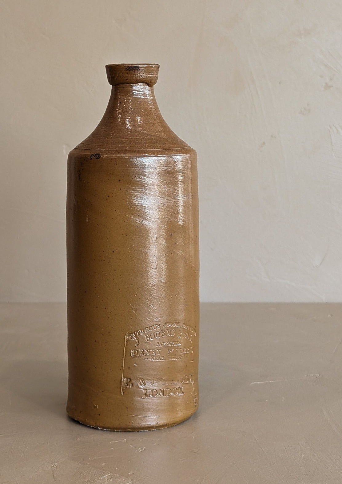 1800s Antique English Vitreous Stoneware Bottle