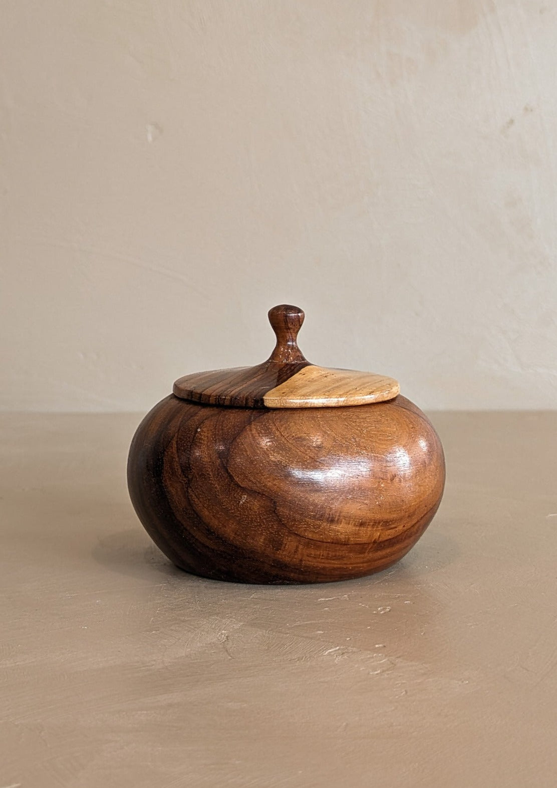 Petite Hand-turned Wooden Bowl with Lid