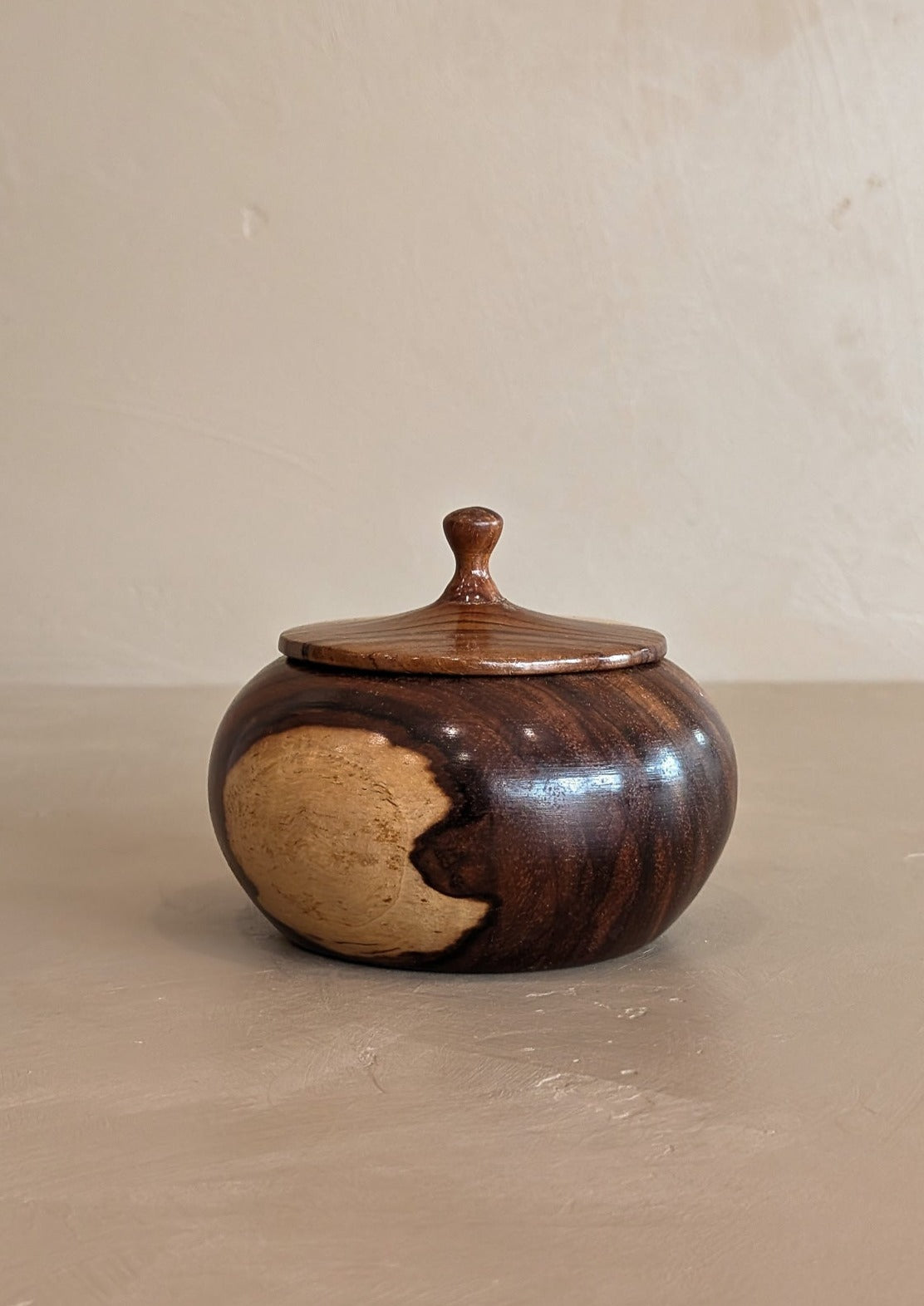 Petite Hand-turned Wooden Bowl with Lid