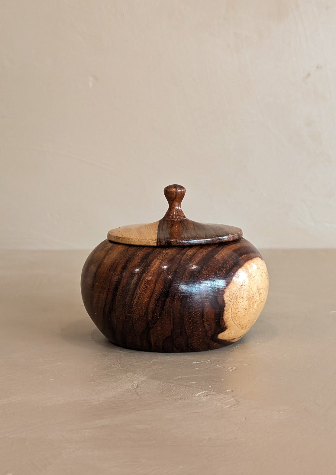 Petite Hand-turned Wooden Bowl with Lid