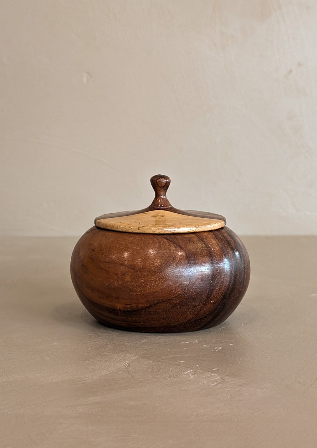 Petite Hand-turned Wooden Bowl with Lid