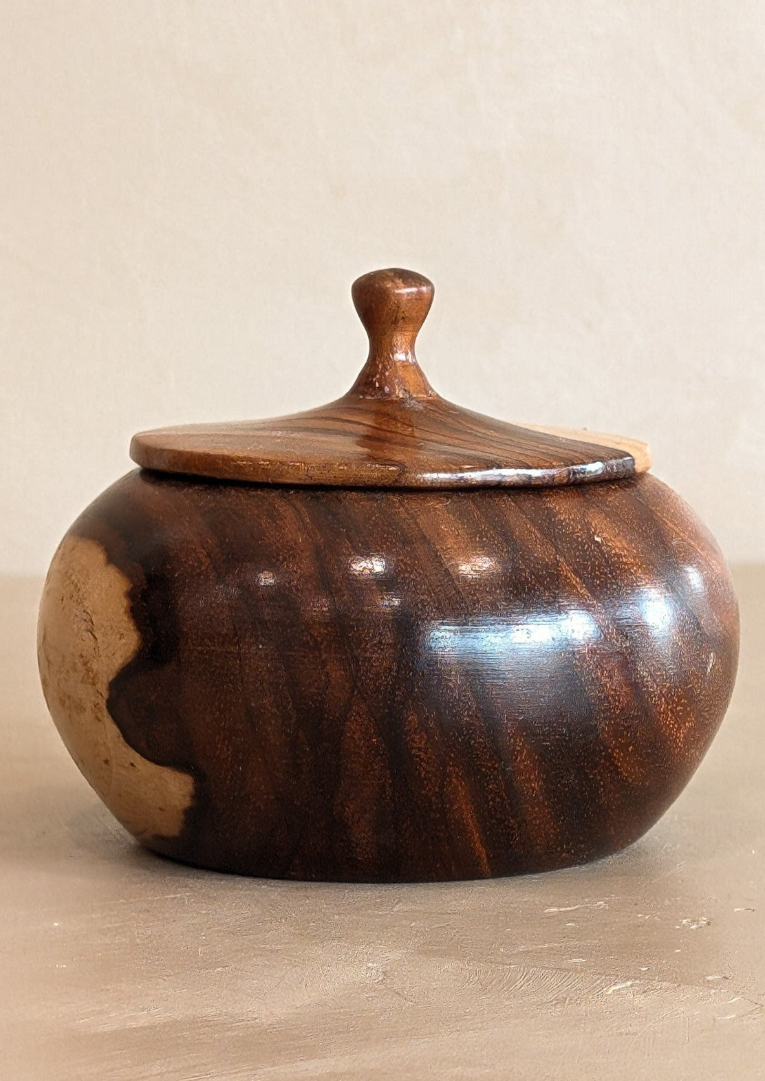 Petite Hand-turned Wooden Bowl with Lid