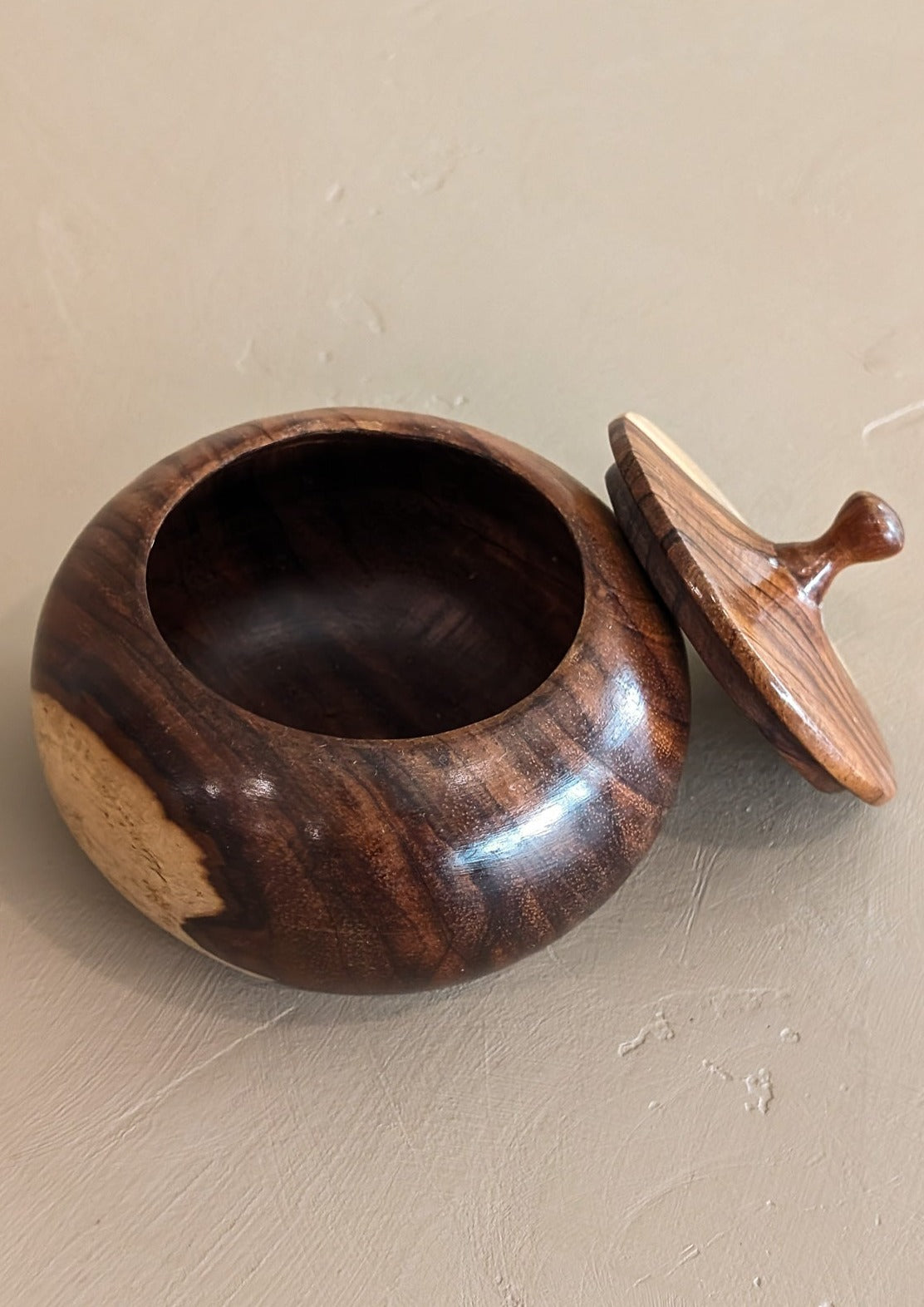 Petite Hand-turned Wooden Bowl with Lid