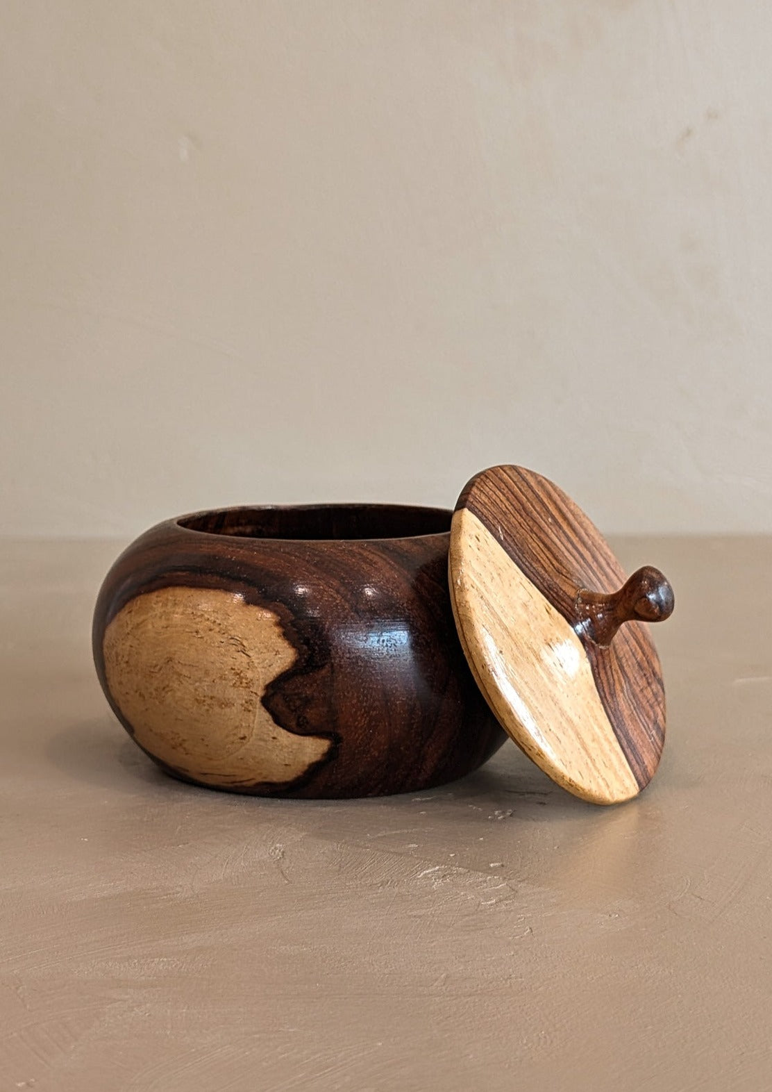 Petite Hand-turned Wooden Bowl with Lid