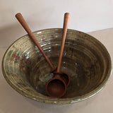 Signed Large Neutral Handmade Drip Glaze Studio Pottery Bowl