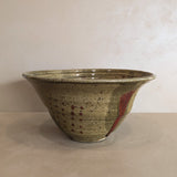 Signed Large Neutral Handmade Drip Glaze Studio Pottery Bowl