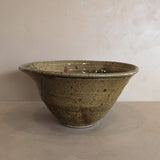 Signed Large Neutral Handmade Drip Glaze Studio Pottery Bowl