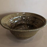 Signed Large Neutral Handmade Drip Glaze Studio Pottery Bowl