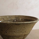 Signed Large Neutral Handmade Drip Glaze Studio Pottery Bowl