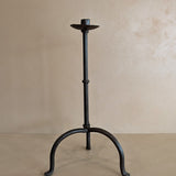 Large Vintage Brutalist-Style Iron Footed Candlestick