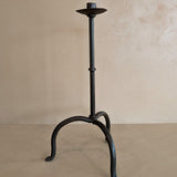 Large Vintage Brutalist-Style Iron Footed Candlestick